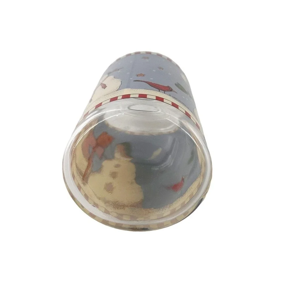 Vtg Snowman Sakura Debbie Mumm 1998 Glass Cookie‎ Canister Jar Country Farmhouse